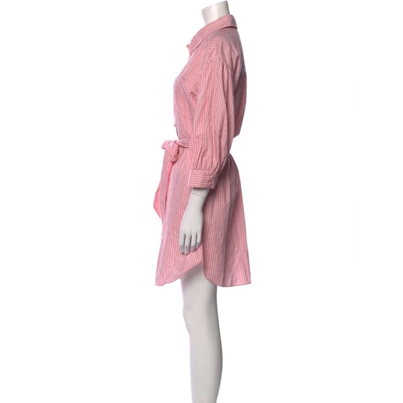 Cinq à Sept Pink Striped Knee-Length Shirt Dress - Picture 3 of 9